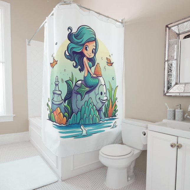 Lovely Mermaid  Shower Curtain (In Situ)