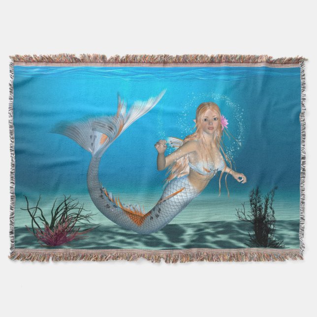Lovely Mermaid Throw Blanket (Front)
