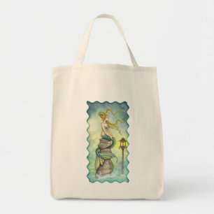 Lovely Mermaid with Moon and Lantern Tote Bag