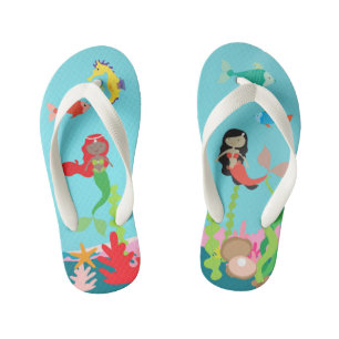 Lovely Mermaids Of Colour Undersea Life Kid's Thongs