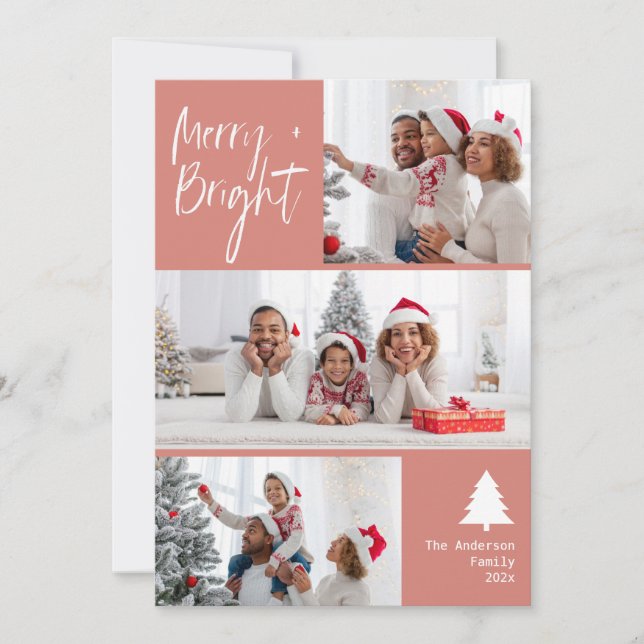 Lovely merry bright modern photo Christmas Holiday Card (Front)