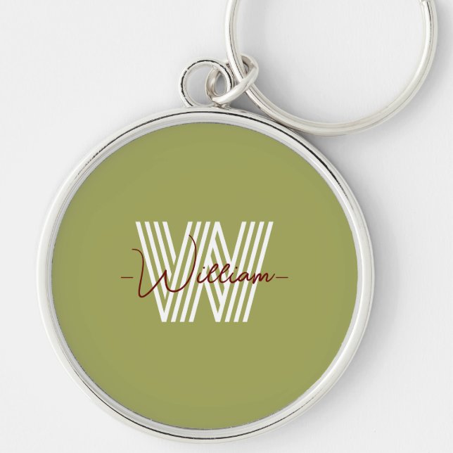 Lovely minimalist and stylish gift Monogram script Key Ring (Front)