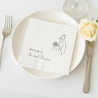 Lovely Minimalist Bridal Shower Party Napkin