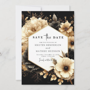 Lovely Minimalist Gold and Black Wedding Save The Date