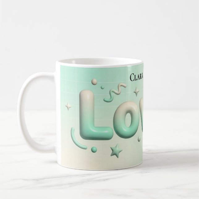 Lovely Minimalist Heart Personalised Coffee Mug (Left)