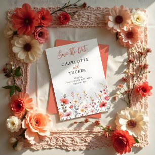 Lovely Minimalist Pastel Colors Wildflowers Field  Save The Date