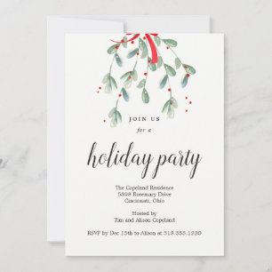 Lovely Mistletoe Christmas Holiday Party Invites