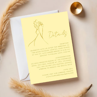 Lovely Modern Butter Yellow Wedding Details Enclosure Card