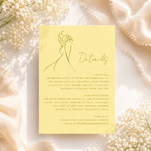 Lovely Modern Butter Yellow Wedding Details Enclosure Card