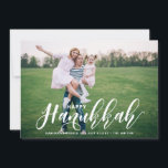 Lovely Modern Calligraphy Photo Happy Hanukkah III Holiday Card<br><div class="desc">Greet family and friends with this modern and festive Happy Hanukkah photo card. It features hand-lettered script with holiday floral pattern.</div>