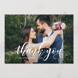 Lovely Modern Calligraphy Wedding Photo Thank You