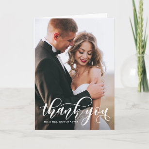 Lovely Modern Calligraphy Wedding Photo Thank You