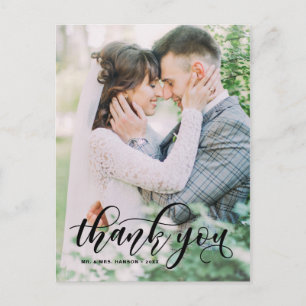 Lovely Modern Calligraphy Wedding Thank You III Postcard