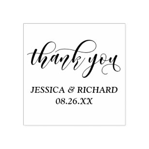 Lovely Modern Calligraphy Wedding Thank You Rubber Stamp