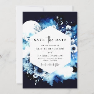 Lovely Modern Moonlit Wedding Save The Date
