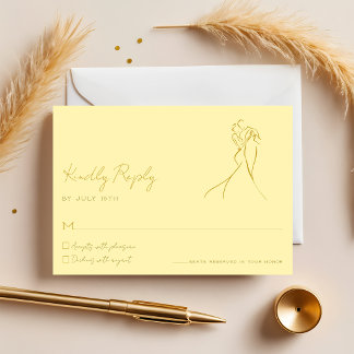 Lovely Modern Script Butter Yellow Wedding RSVP Card