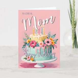 Lovely mom happy birthday cake birthday card mom