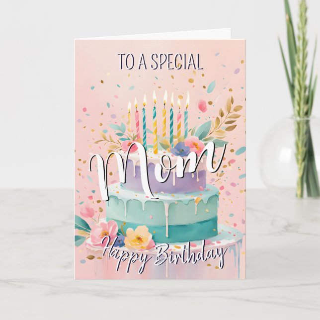 Lovely mom happy birthday cake birthday card mom (Front)