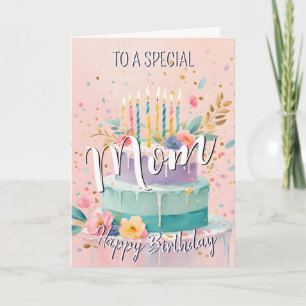 Lovely mom happy birthday cake birthday card mom