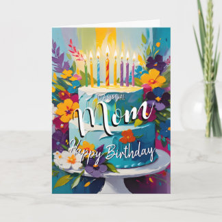 Lovely Mom Happy Birthday Cake Card | Sweet Birthd