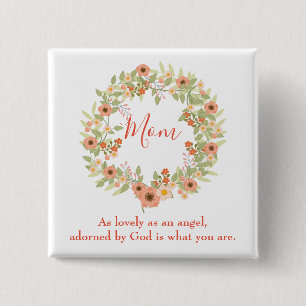 Lovely Mom Wreath 15 Cm Square Badge