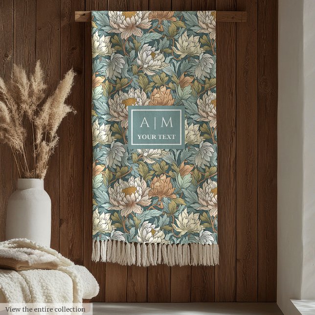 Lovely Morris style personalised botanical print Fleece Blanket (Lovely Morris style personalized botanical print Fleece Blanket)