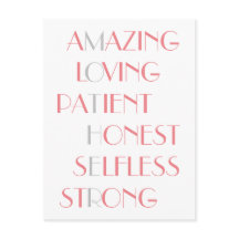 Lovely Mothers Pink Acrostic Poem Typography Gift