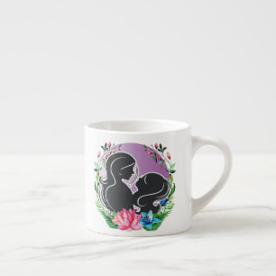 Lovely Mum And Daughter with colourful flowers Espresso Cup