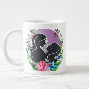 Lovely Mum And Daughter with colourful flowers Large Coffee Mug