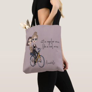 Lovely Mum/Daughter on Bicycle Drawing ‘Cool Mum’  Tote Bag