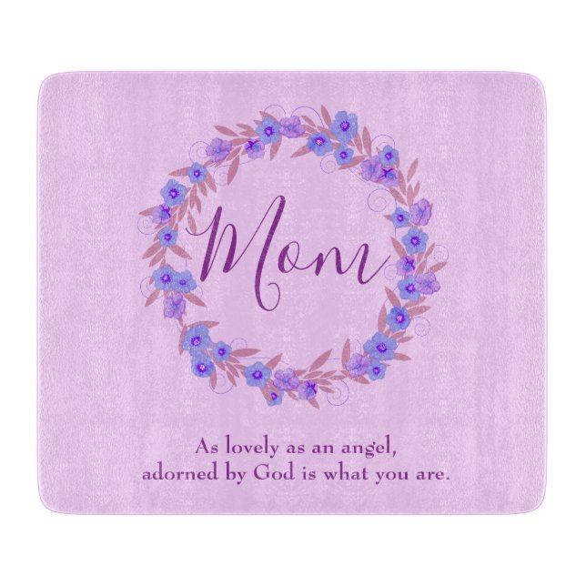 Lovely Mum Purple Floral Cutting Board (Front)