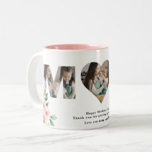 Lovely Mum Quote Blush Floral 3 Custom Photo Mug