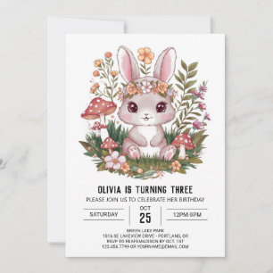 Lovely Mystical Bunny Digital Birthday Invitation