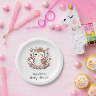 Lovely Mystical Owl Baby Shower Paper Plate