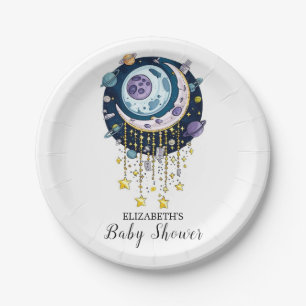 Lovely Mystical Stars Baby Shower Paper Plate