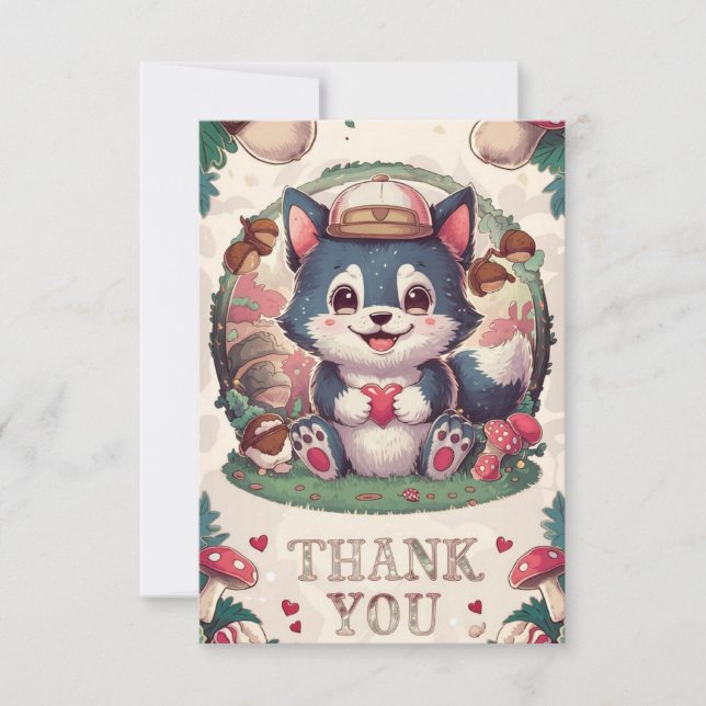 Lovely Mystical Wolf Thank You Card (Front)