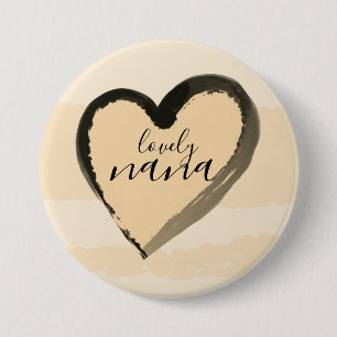 LOVELY NANA GOLDEN HEART ABSTRACT 7.5 CM ROUND BADGE