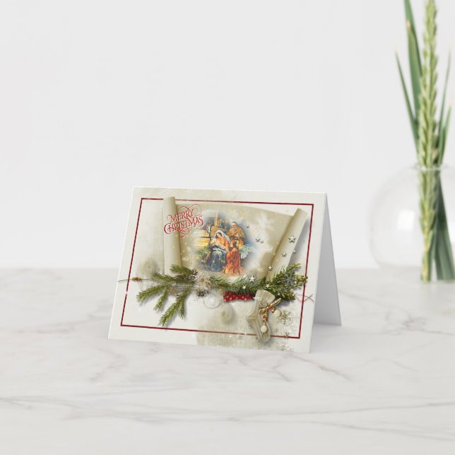 Lovely nativity collage custom holiday card (Front)