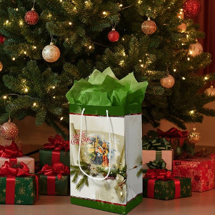 Lovely nativity collage custom holiday medium gift bag