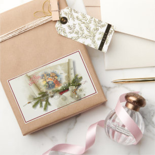 Lovely nativity collage custom holiday  rectangular sticker