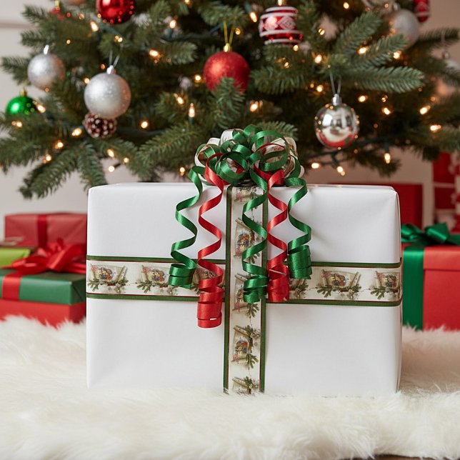 Lovely nativity collage custom holiday  satin ribbon (Creator Uploaded)