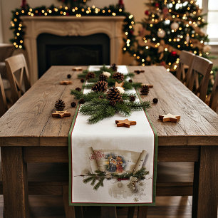 Lovely nativity collage custom holiday  short table runner