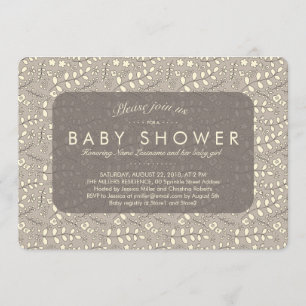 Lovely Neutral Beige Pattern Baby Shower Invite