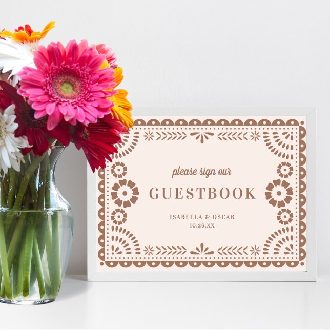 Lovely Neutral Papel Picado Wedding Guestbook Sign (Creator Uploaded)
