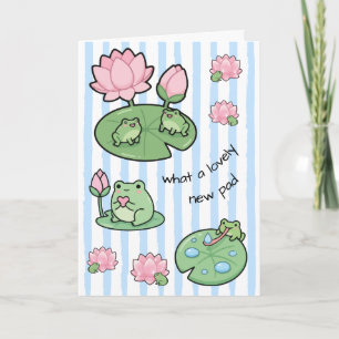 Lovely New Pad, Lily pad and frog Housewarming Card