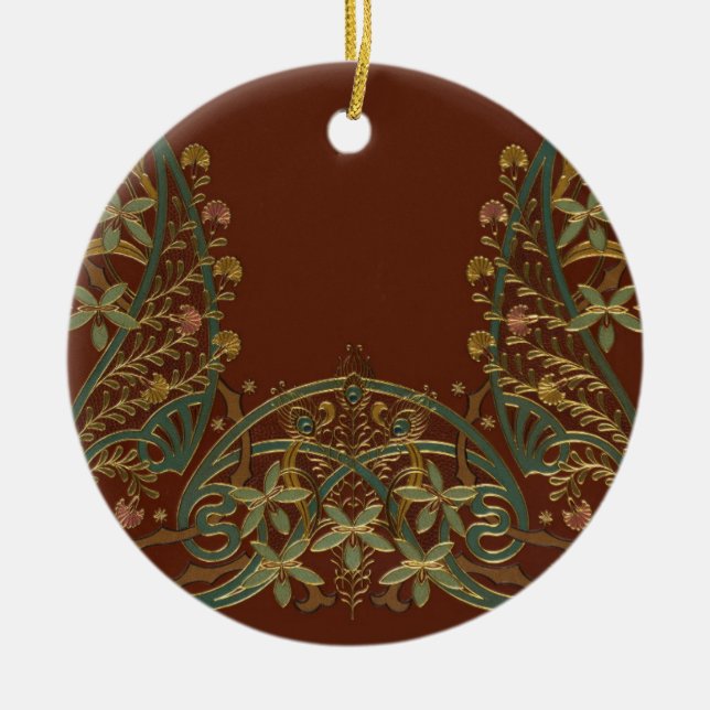 Lovely Nouveau Floral With Lily Ceramic Ornament (Front)