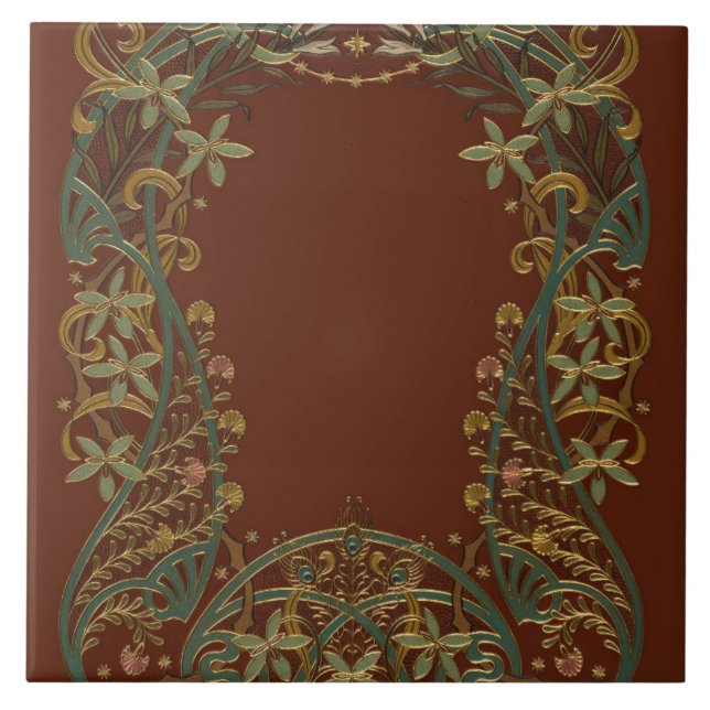 Lovely Nouveau Floral With Lily Ceramic Tile (Front)