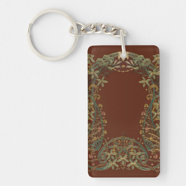 Lovely Nouveau Floral With Lily Key Ring (Front)