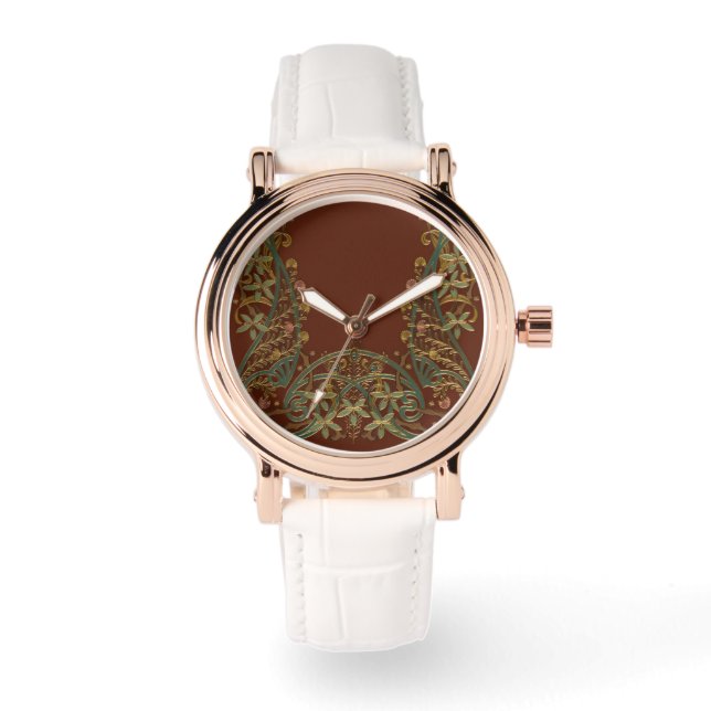 Lovely Nouveau Floral With Lily Watch (Front)