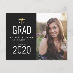 lovely nursing school graduation announcement postcard
